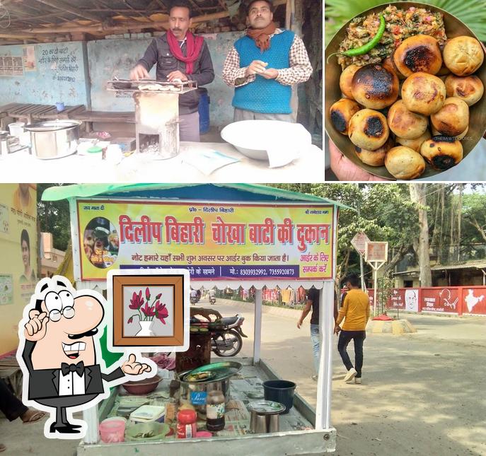 The image of Chokha Baati Corner’s interior and food