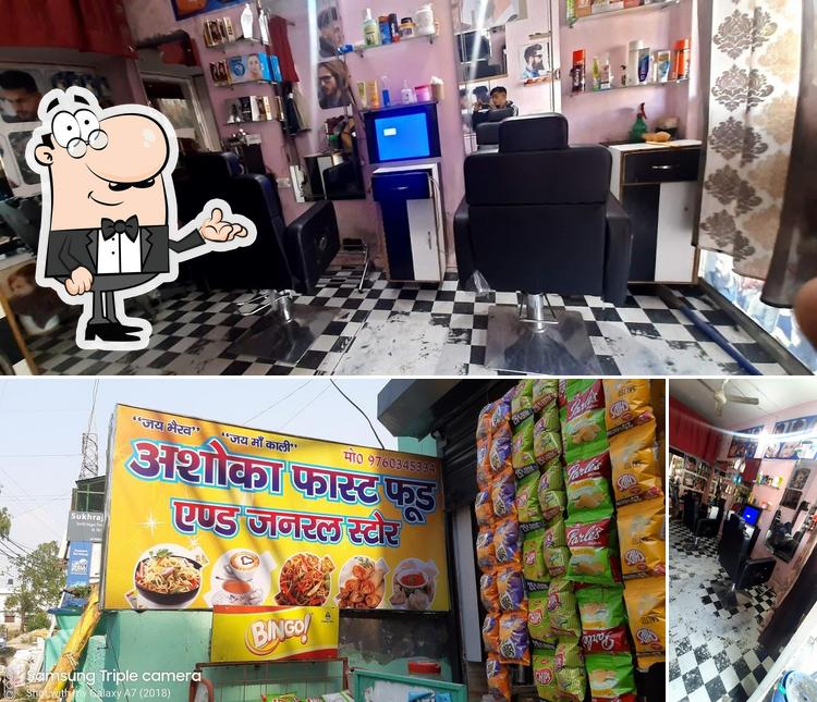 Take a look at the image displaying interior and burger at Ashoka General Store & Fast Food