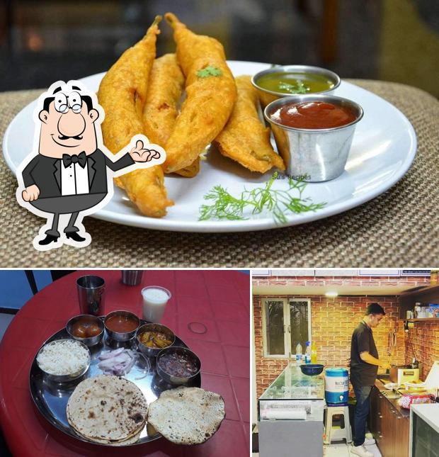 The restaurant's interior and food