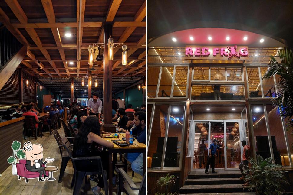 Take a seat at one of the tables at Red frog