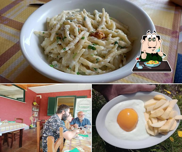 Tra le diverse cose da Ristorante @ Agriturismo L'Arco si possono trovare la cibo e interni