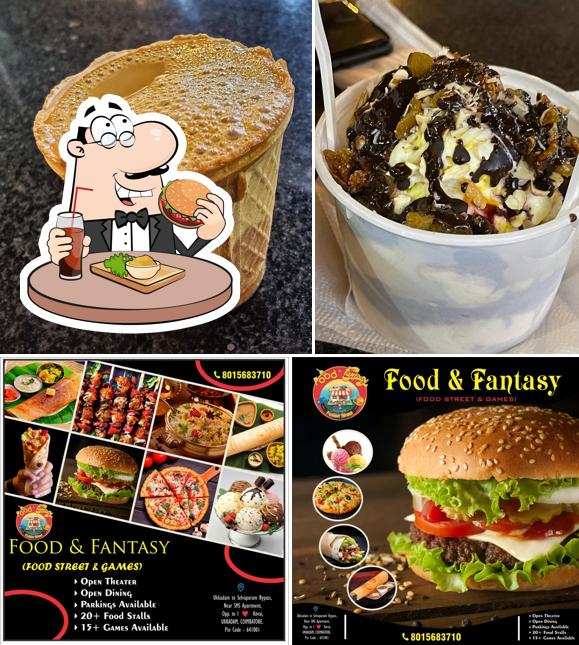 Hamburger at food and fantasy