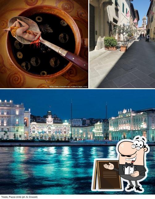 La esterno e cibo del ristorante