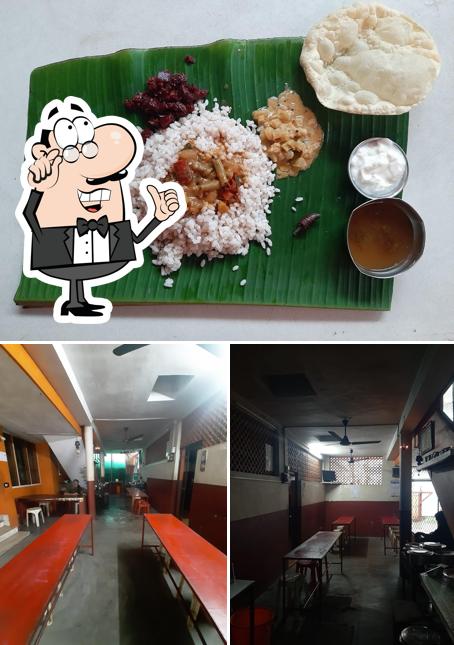 This is the photo displaying interior and food at Sree Venkateswara Brahmins Hotel