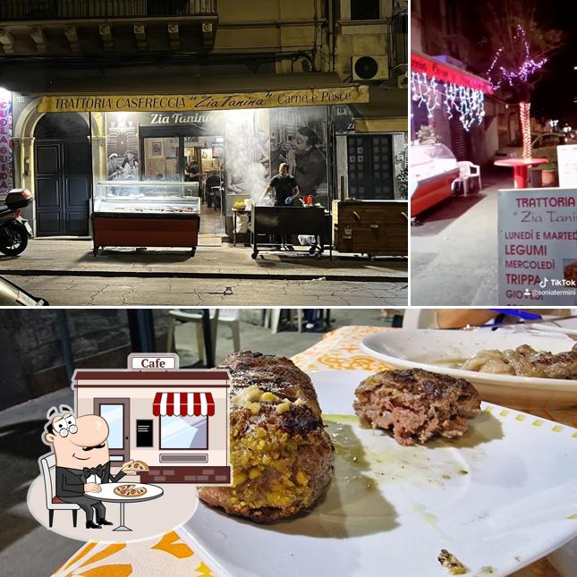 La esterno e cibo del ristorante