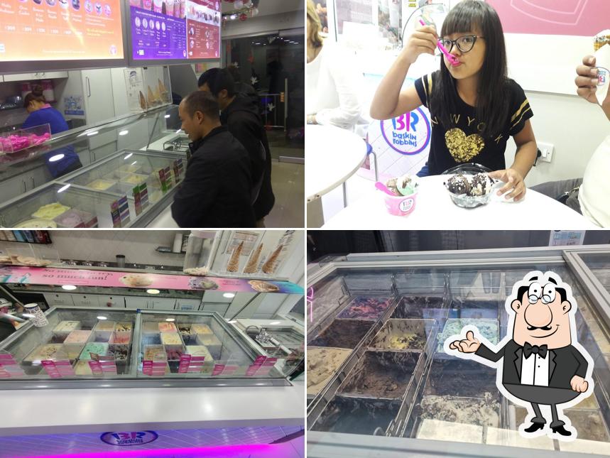 Take a seat at one of the tables at Baskin Robbins