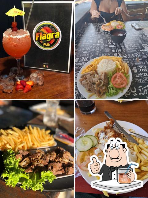 Entre diversos coisas, bebida e comida podem ser encontrados no Flagra Pub & Restaurante - Costazul