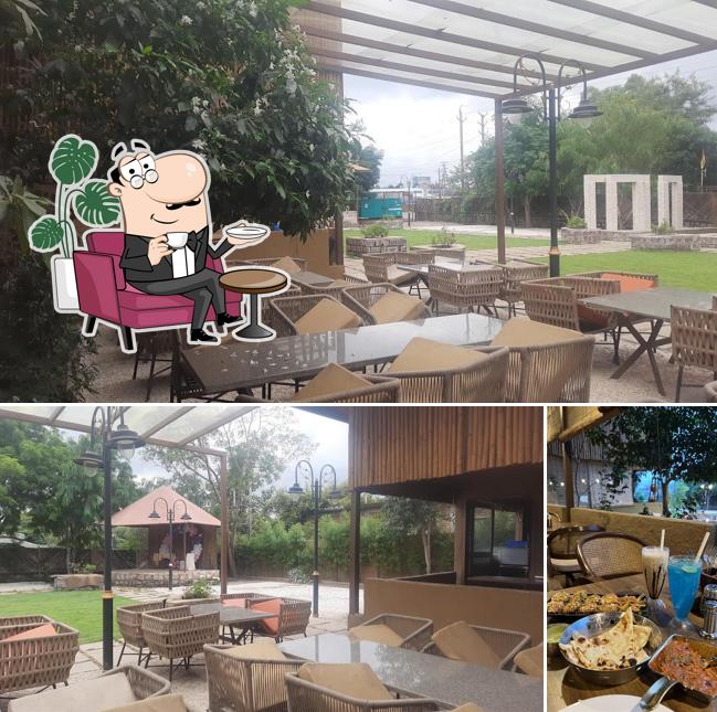 The restaurant's interior and food