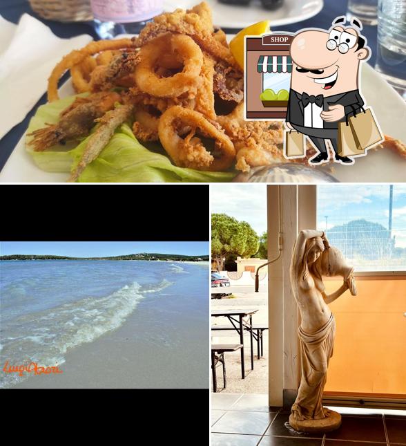 La esterno e cibo del ristorante