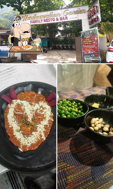 The picture of food and exterior at Harshavardhan hotel