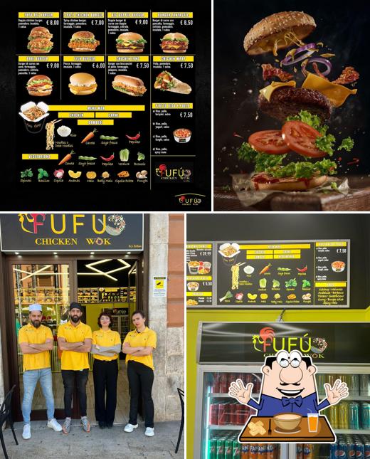 Questa è la immagine che raffigura la cibo e interni di FUFÚ CHICKEN WOK