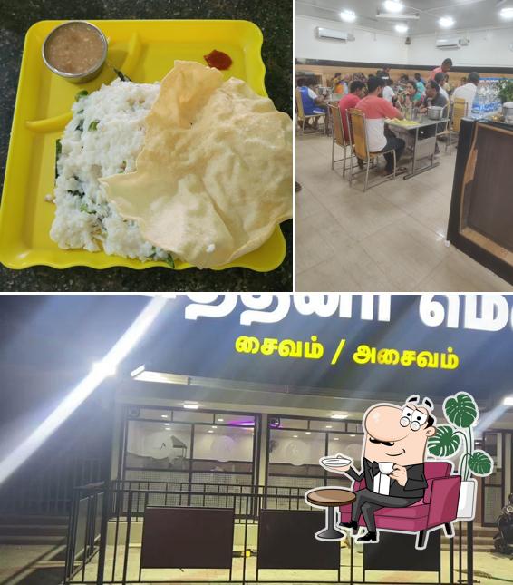 Take a look at the image displaying interior and food at Keerthana Mess and Food Services