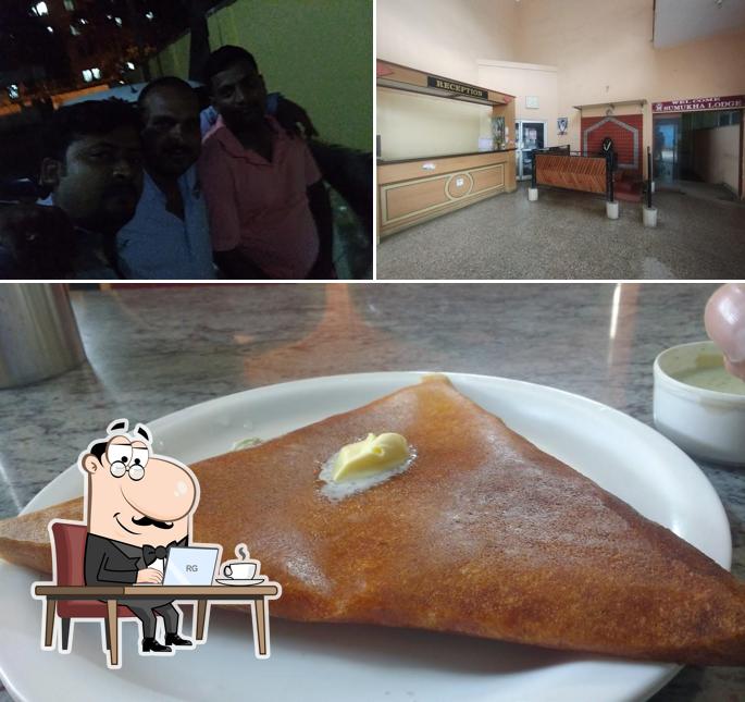 Among different things one can find interior and food at Hotel Sumukha Yathrinivas