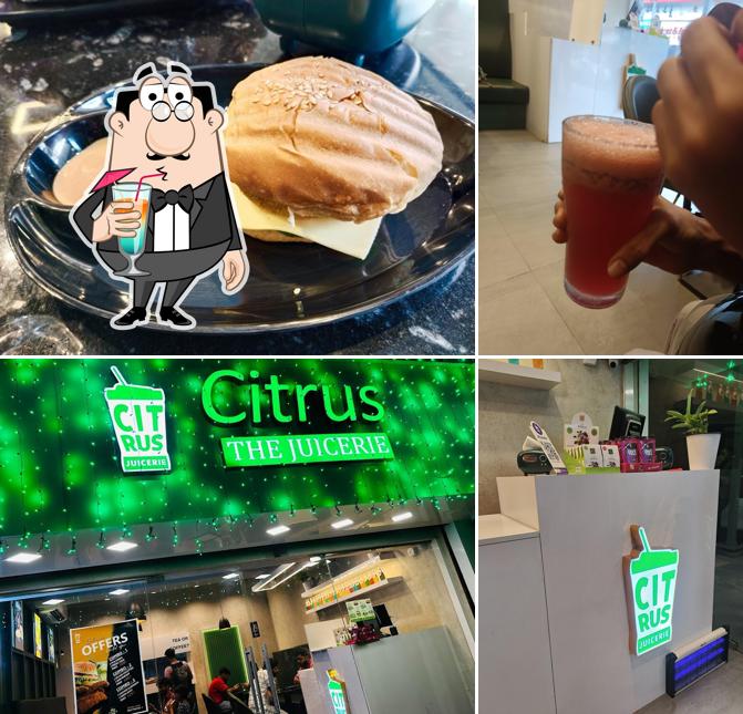 Take a look at the image depicting drink and interior at citrus the juicerie