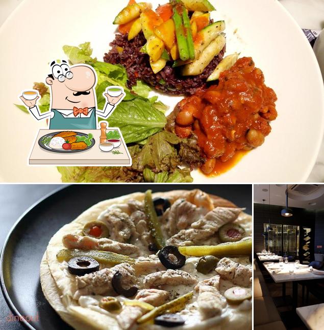The restaurant's food and dining table