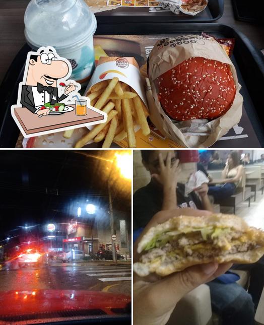 Entre diferentes coisas, comida e exterior podem ser encontrados no Burger King