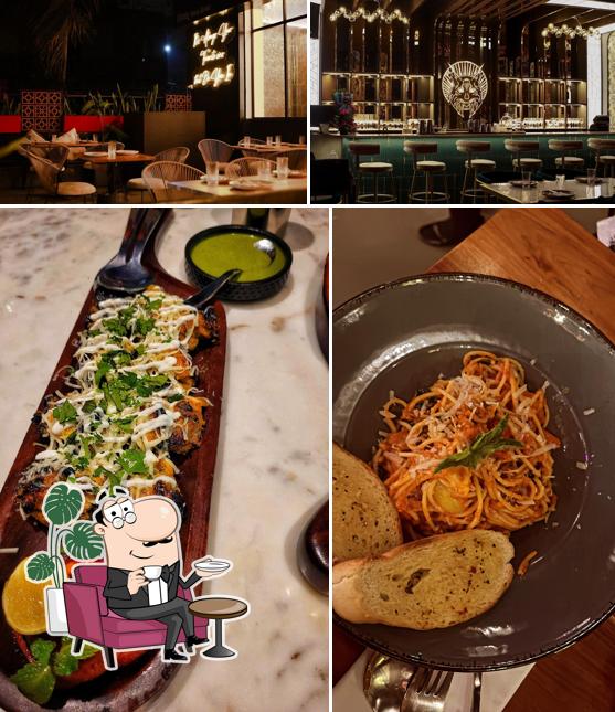 The picture of interior and food at LYNX Kitchen & Bar