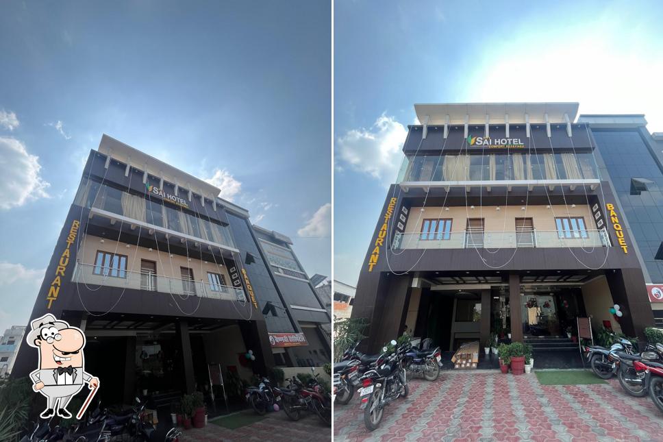 Among various things one can find exterior and interior at Saffron Restaurant