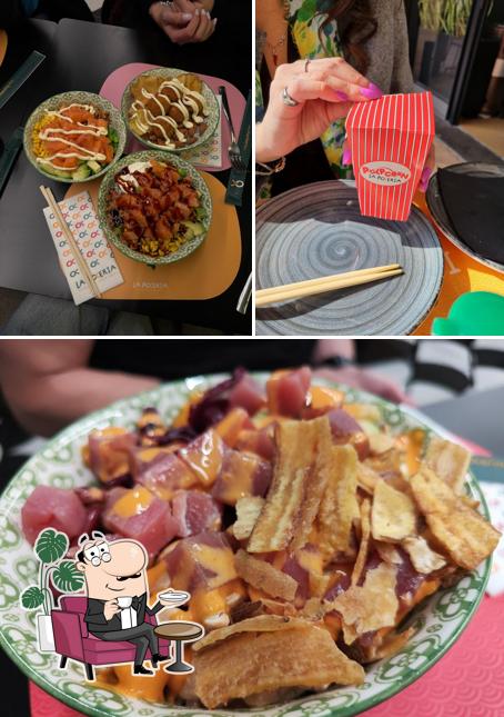 Questa è la foto che mostra la interni e cibo di La Pokeria