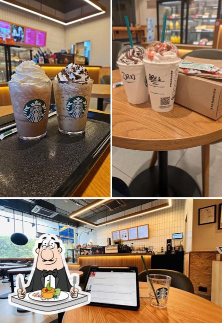 Among different things one can find food and interior at Starbucks