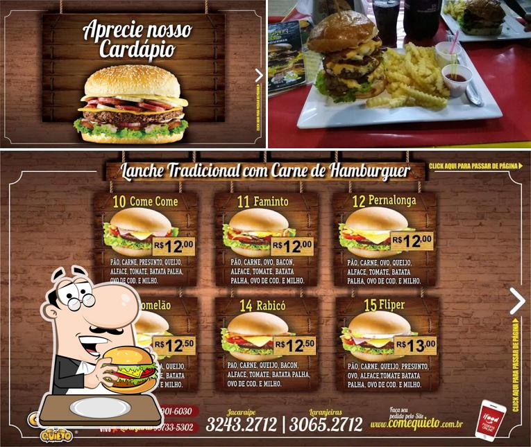 Come Quieto Hamburgueria oferece uma seleção de opções para os amantes dos hambúrgueres