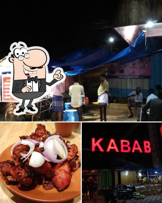 The image of exterior and meat at Kabab Hotel