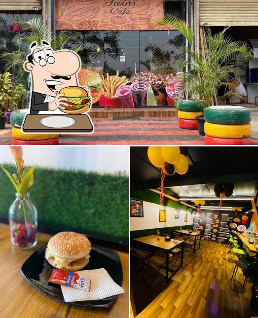 Order a burger at Twins Cafe