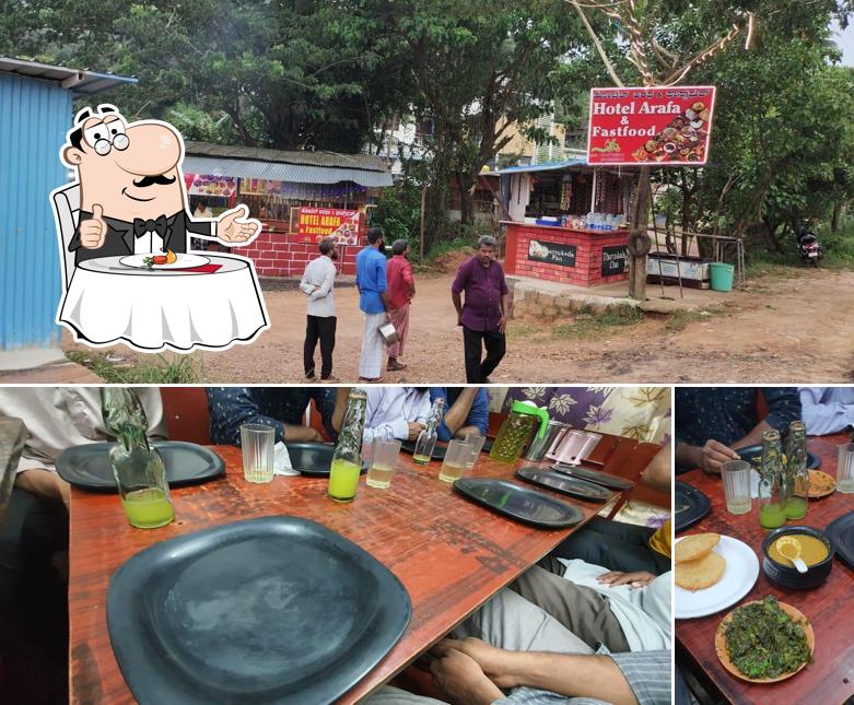 The picture of HOTEL ARAFA and FAST FOOD’s dining table and exterior