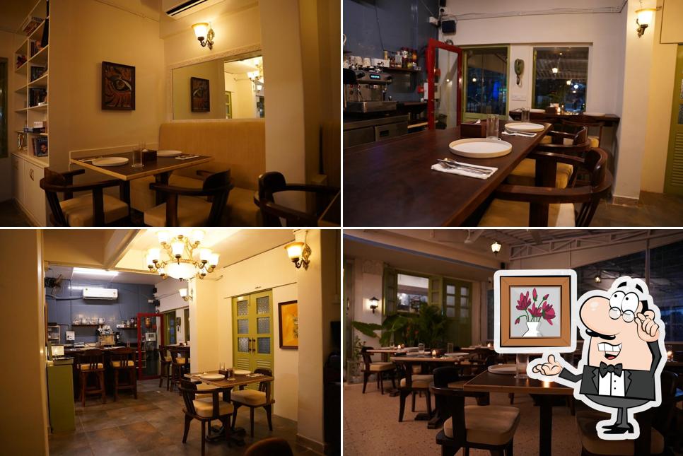 Take a seat at one of the tables at Luv Restaurant