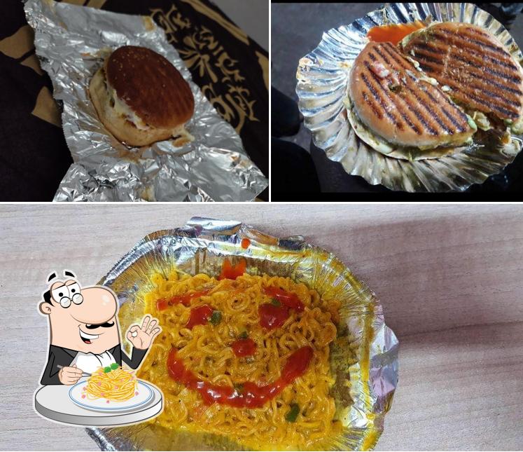 Spaghetti carbonara at Jai Ambe burger centre