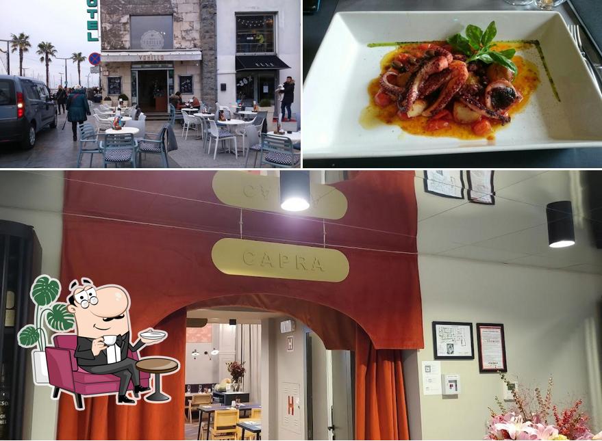 Questa è la immagine che mostra la interni e cibo di Capra Restaurant and café, Koper