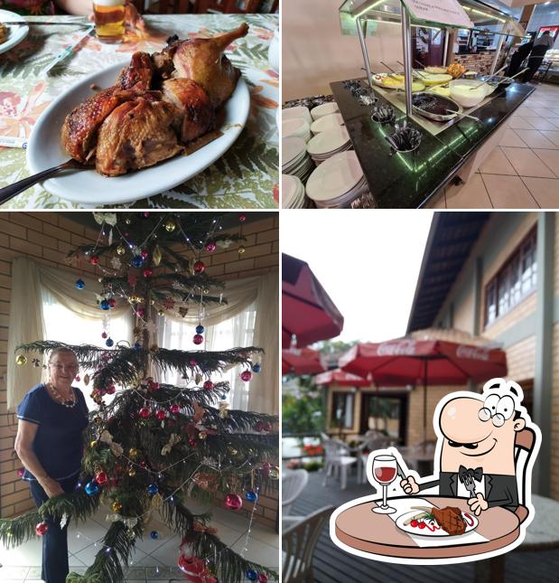 Prove pratos de carne no Restaurante Gute Küche Café Colonial Restaurante Típico Alemão Buffet Livre Local para eventos