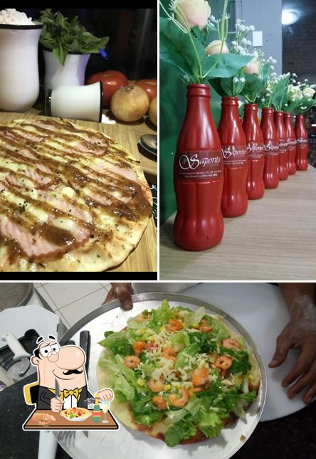 A comida e bebida do restaurante