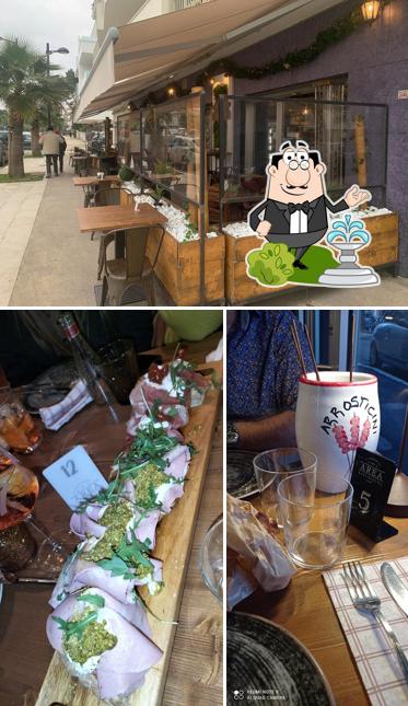 La esterno e cibo del ristorante