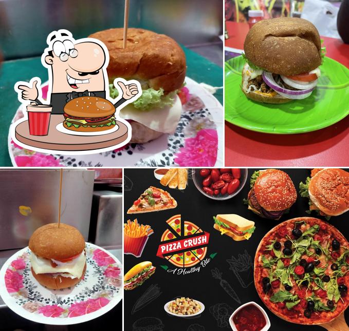 Try out a burger at Pizza Crush