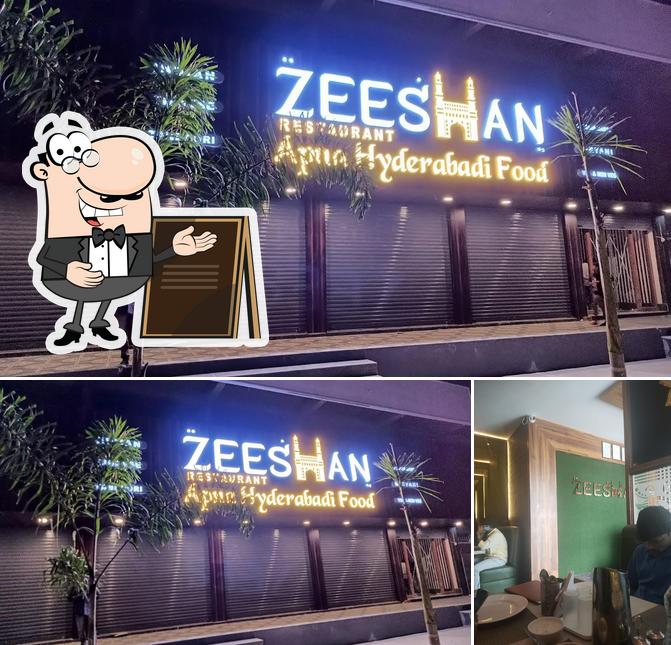 Take a look at the picture showing exterior and interior at Zeeshan Restaurant,Apna Hyderabadi food- NARAYANPET