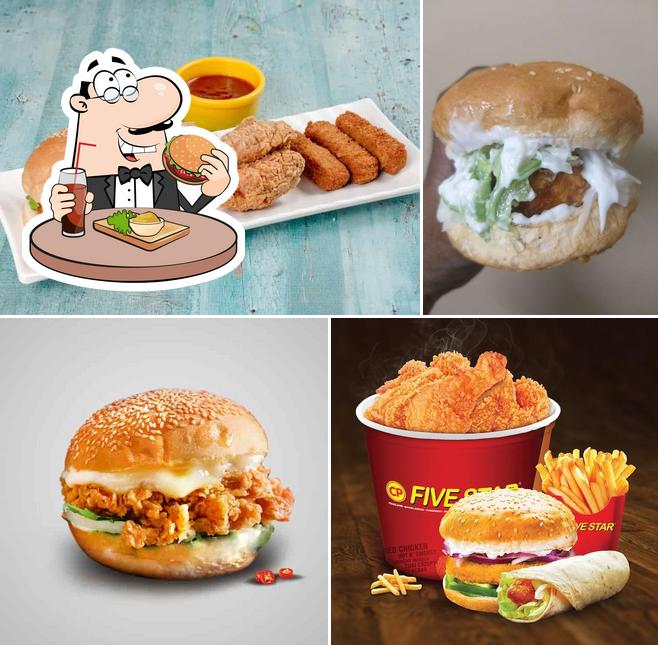 Try out a burger at Five Star Chicken