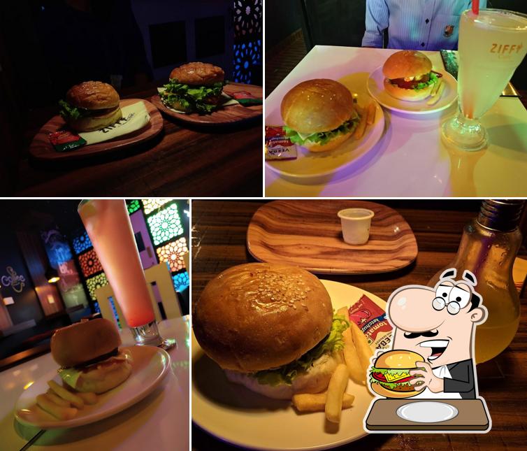 Order a burger at Ziffy Cafe