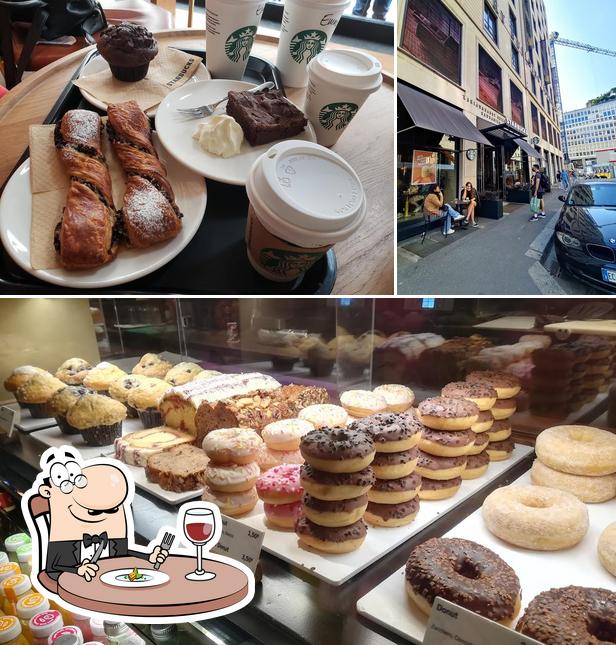 Questa è la foto che presenta la cibo e esterno di Starbucks Durini