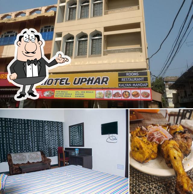 Among various things one can find interior and food at Hotel Uphar