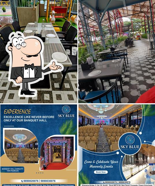 The interior of Sky Blue Multi Cuisine Restaurant