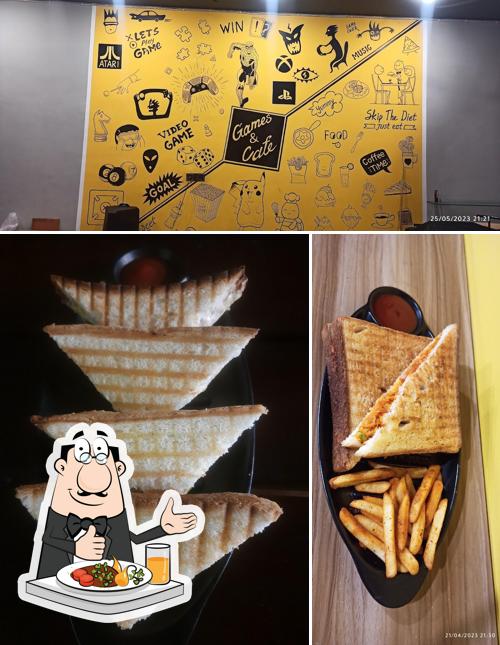 Take a look at the photo displaying food and interior at Games & Cafe