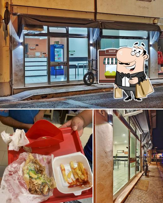 La esterno e cibo del ristorante