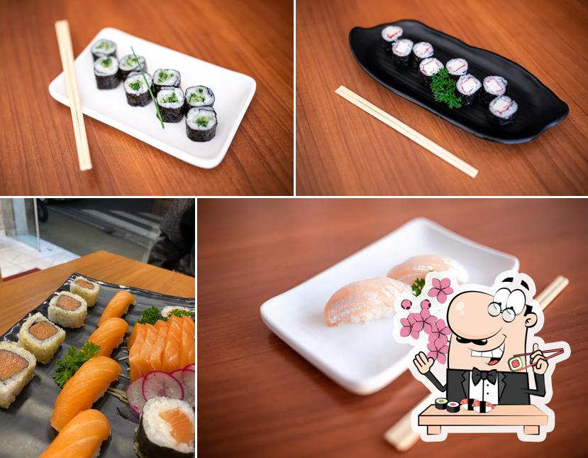 Escolha diferentes opções de sushi