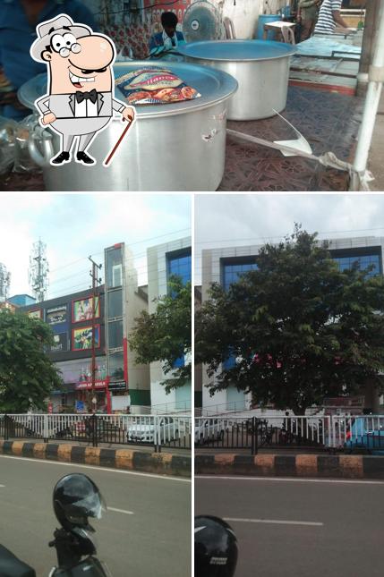This is the image showing exterior and food at Biryani store