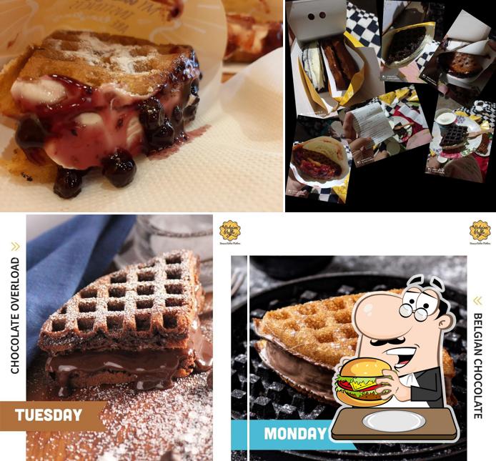 Order a burger at The Belgian Waffle Co