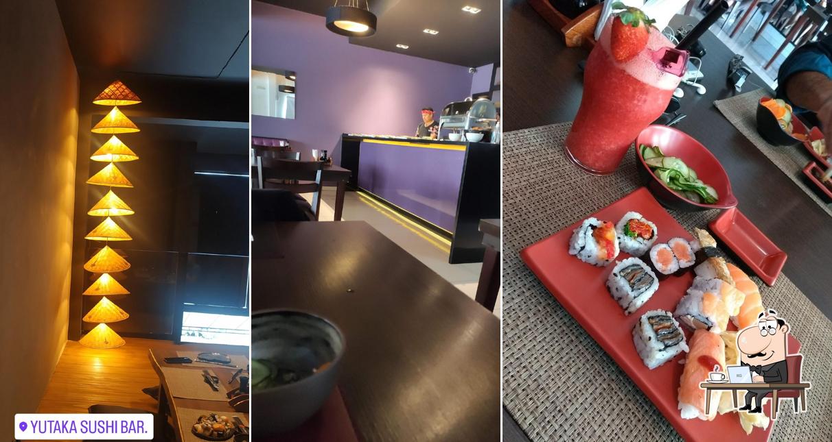 Sente em uma das mesas no Yutaka Sushi Bar