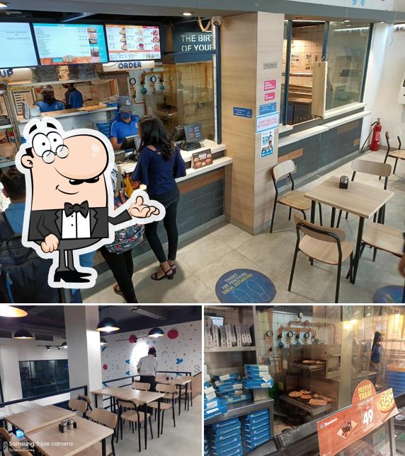 The interior of Domino's Pizza Sarkanda, Bilaspur