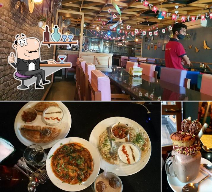 The picture of interior and drink at Mom's Café