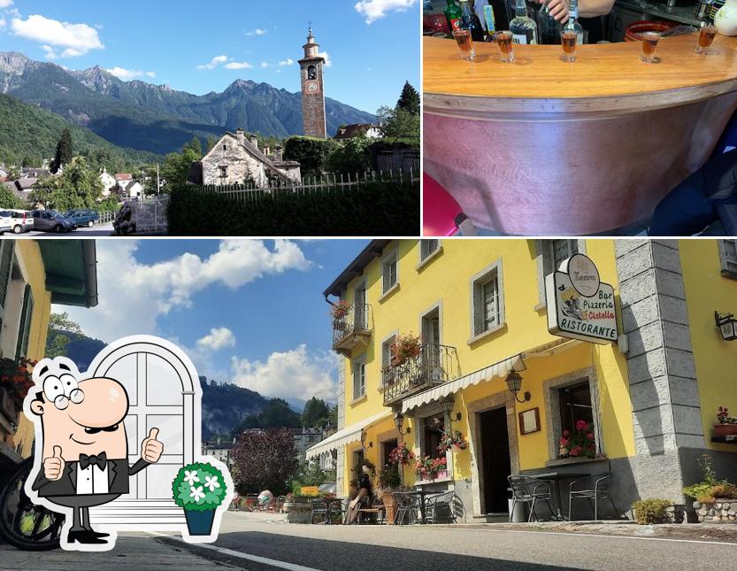 Tra le diverse cose da Trattoria Cistella si possono trovare la esterno e bancone da bar